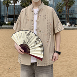 风短袖衬衫男士夏季新中式立领盘扣衬衣男7002P40，男装T恤，电商A056