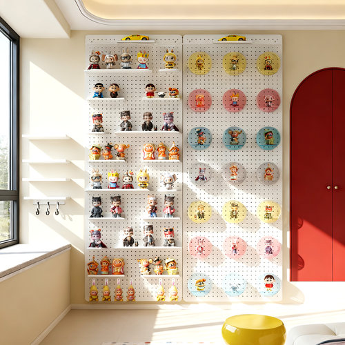娃娃盲盒手办洞洞板定制展示架客厅手办模型防尘收纳盒件泡泡玛特