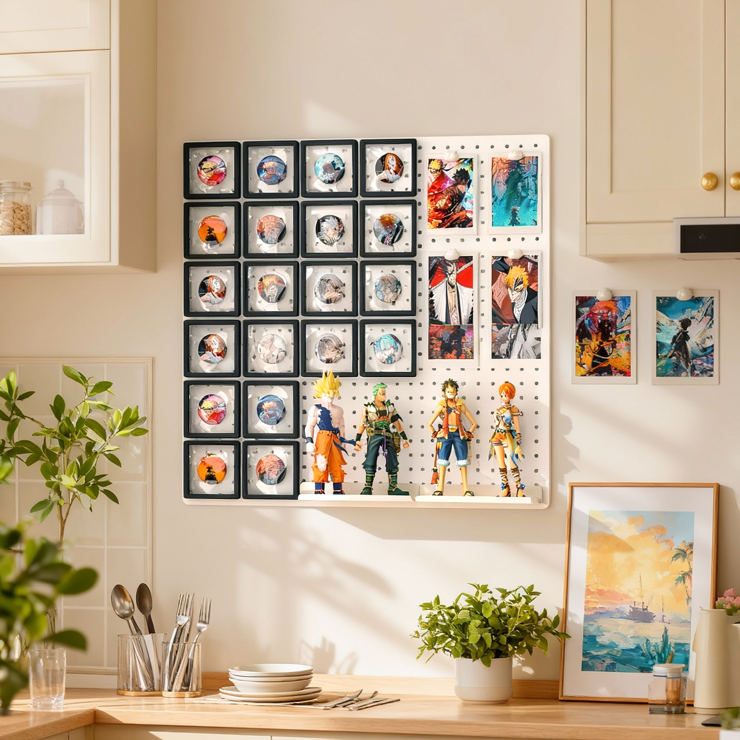 洞洞板墙上置物架吧唧展示谷子小卡二次元徽章陈列书桌墙面装饰架