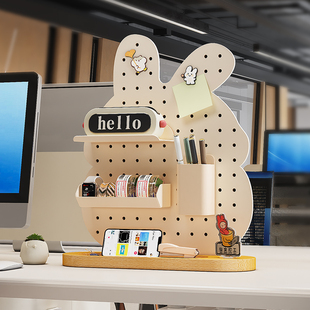 洞洞板桌面磁吸置物架免打孔立式办公室儿童书桌工位遮挡展示收纳