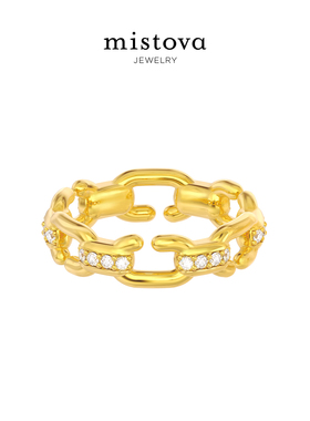 MistovaC锁镶石戒指S925