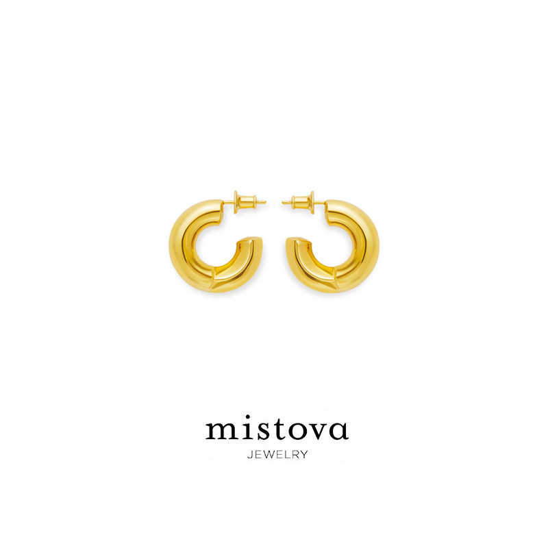 Mistova 设计师首饰18K金新品ins酷潮流网红同款伽马耳钉情侣耳环