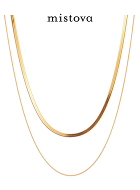 Mistova纯银简约蛇骨链叠戴项链