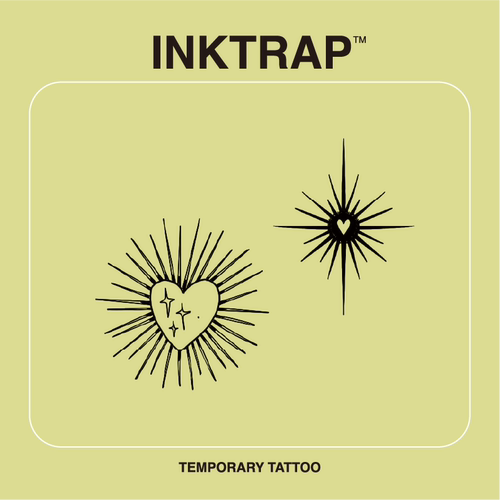 INKTRAP油墨陷阱防水持久两周草本纹身贴星星爱心3.4*3.4&3.3*4cm