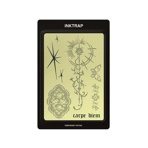 INKTRAP油墨陷阱哥特洛可可蕾丝星星字母草本纹身贴组合