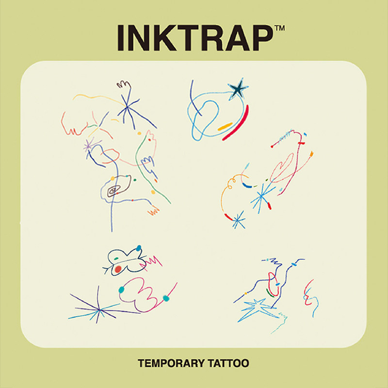INKTRAP油墨陷阱彩色纹身贴手绘线条涂鸦组合 5个图案 2套装