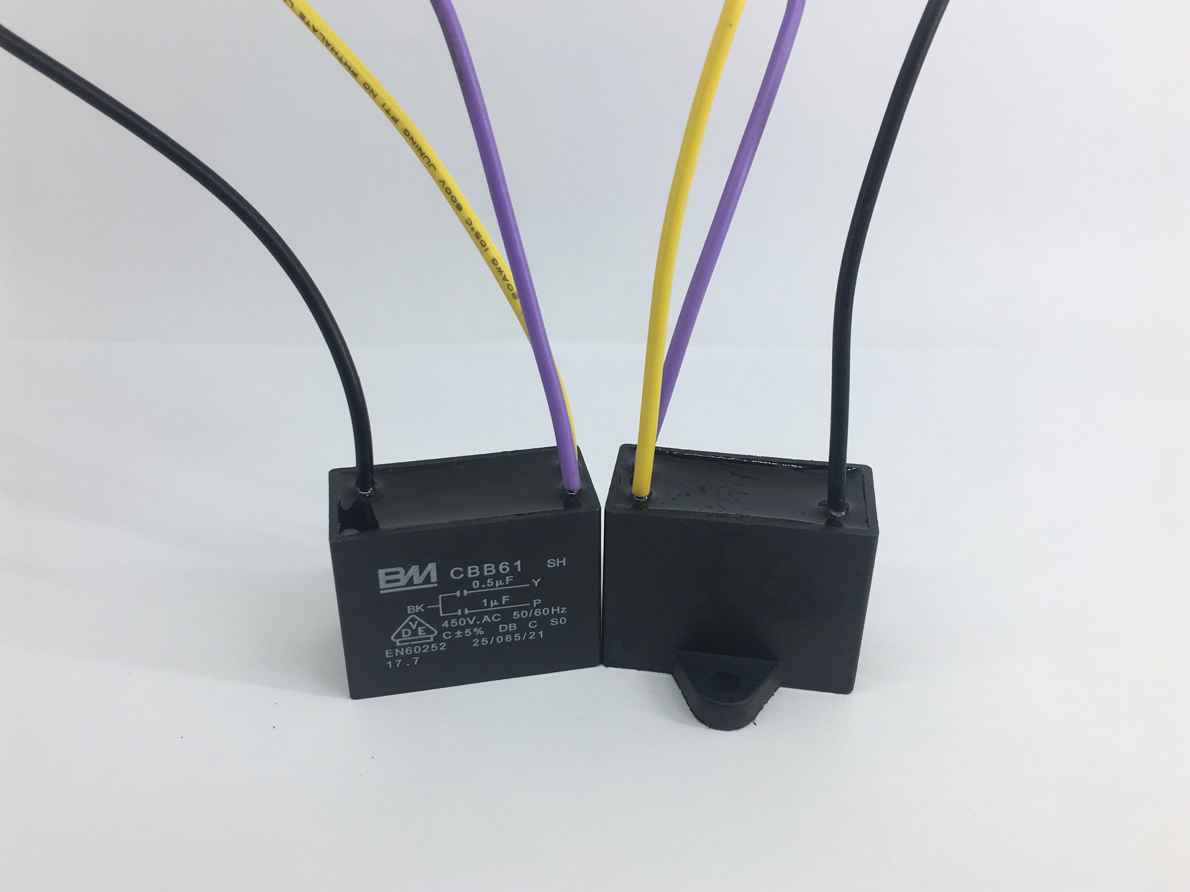 cbb61 0.5/1uf 450v 3根线 正耳 2个电容 电风扇吊扇灯调速电容bm