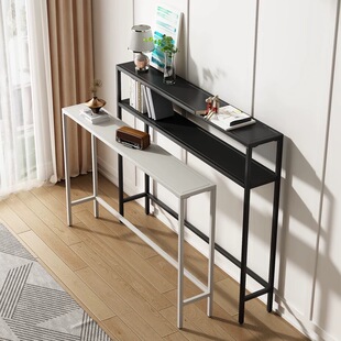 靠墙窄置物架长条落地条几沙发后置物架夹缝餐桌边暖气片架子窄桌