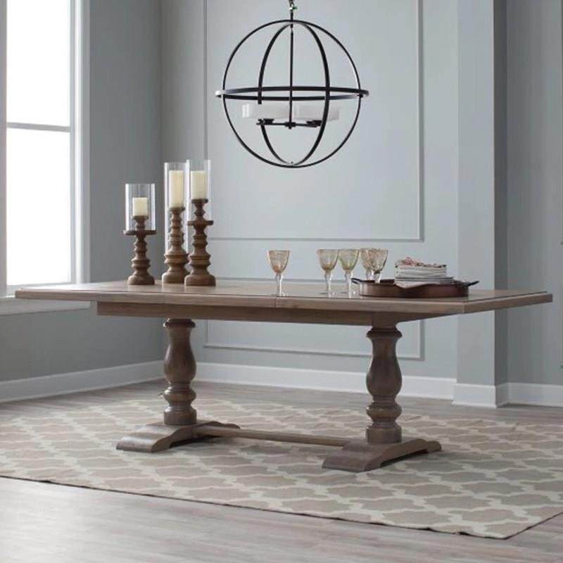 美式乡村全实木餐桌椅组合欧式餐台法式复古做旧长方形餐桌会议桌