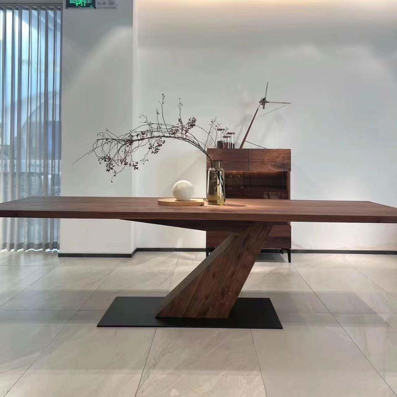 北欧中古侘寂风实木餐桌家用复古简约书桌大板茶桌原木办公桌长桌