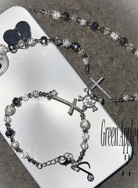 原创y2k辣妹镶钻十字架骷髅项链