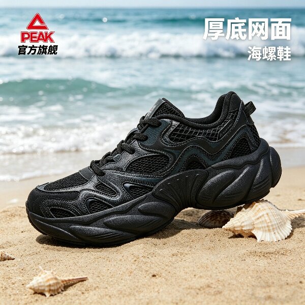 匹克态极海螺鞋黑色网面休闲鞋