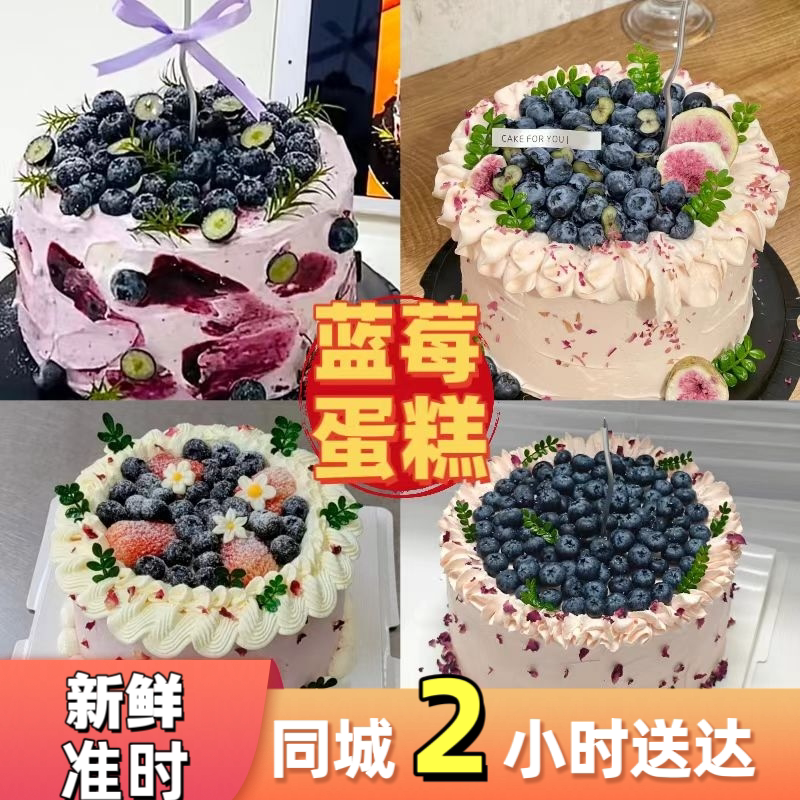 蓝莓蛋糕网红水果生日蛋糕动物冰生日/节日蛋糕