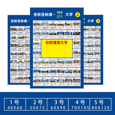 名校目标图新款985 211激励墙贴分数线参考中国重点大学考目标