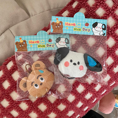 小红书同款 滴汗小狗小熊毛绒挂件 卡通流汗公仔包挂饰 辅料GJ70