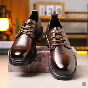 点击率男鞋店厂家直销2025新款雅丹风商务皮鞋男士厚底休闲皮鞋子