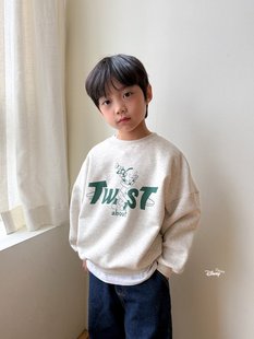 beni韩国童装2025冬新款dsaint儿童圆领T恤男女童长袖t百搭卡通t