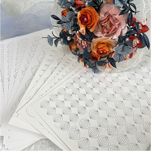 居延手捧花缠花发簪纸模纸样纸板图纸图样350gA4白卡纸手工DIY