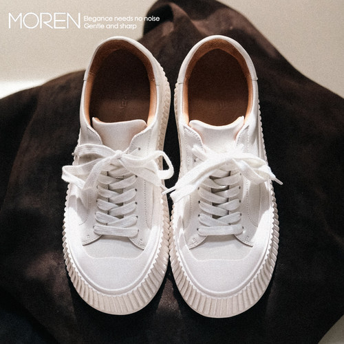 莫人饼干底小白鞋厚底小个子增高