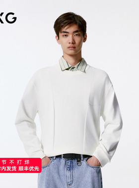 GXG男装 拼块设计针织衫男士宽松毛衣 24年秋G24X203008