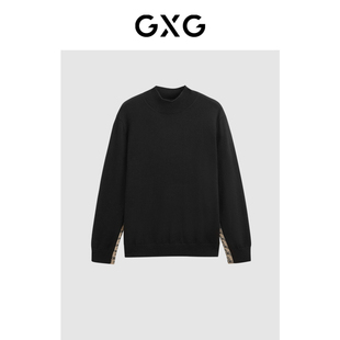 GEX11028194 GXG男装 黑色全羊毛高领毛衫 2023年冬季 新品