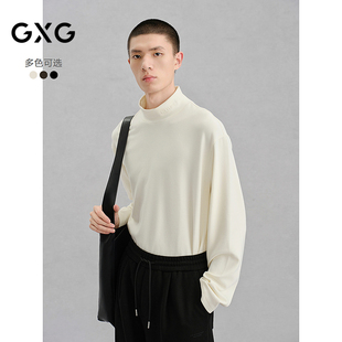 24冬品G24X344019 T恤 GXG男装 弹力保暖半高领通勤长袖