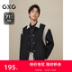 品 2023年冬季 GXG男装 黑色撞色拼接设计翻领毛呢大衣外套男士