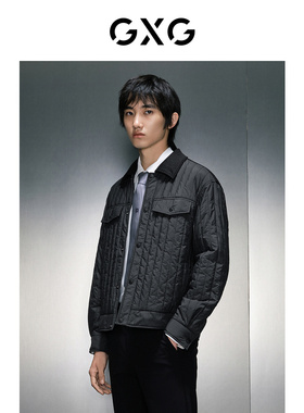 GXG男装 黑色简约翻领夹克 23年冬季品GEX12126864