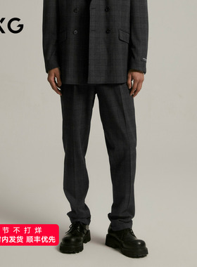 GXG男装 深灰色格纹肌理小脚套西西裤 24年秋G24X143015