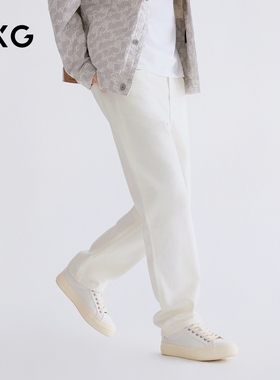 GXG男装 【防透】经典白色含麻牛仔裤直筒休闲长裤 2026春季新品