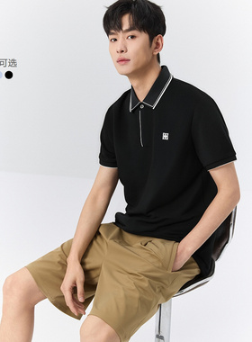 GXG男装 小标刺绣商务polo衫男 24年夏季品G24X242007