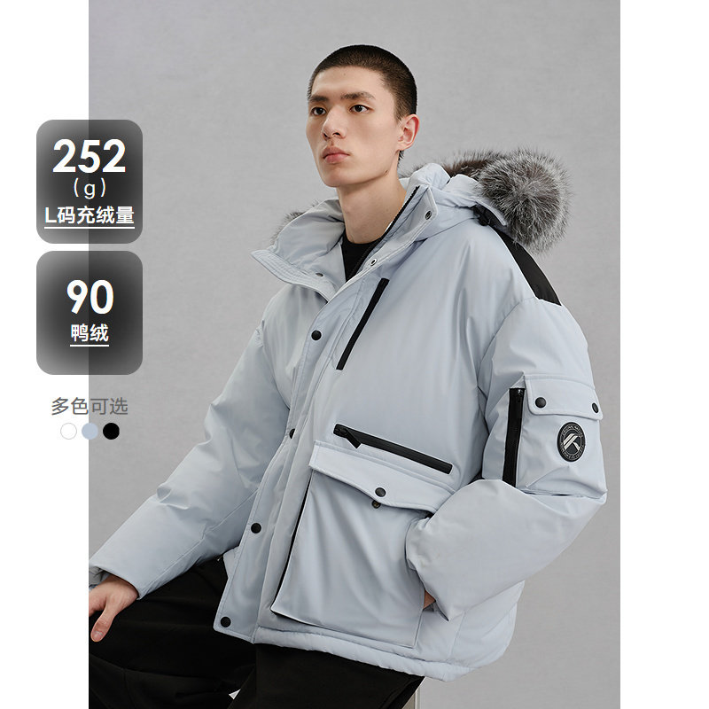 GXG男装 毛领工装羽绒服通勤外套24冬季品G24XY34003