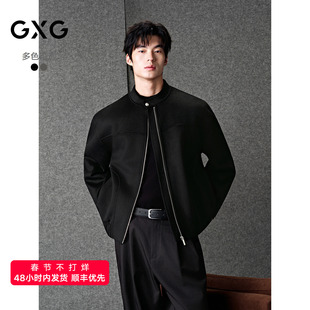 GXG男装 经典立领哈灵顿单排扣短大衣夹克外套 25年冬季新品