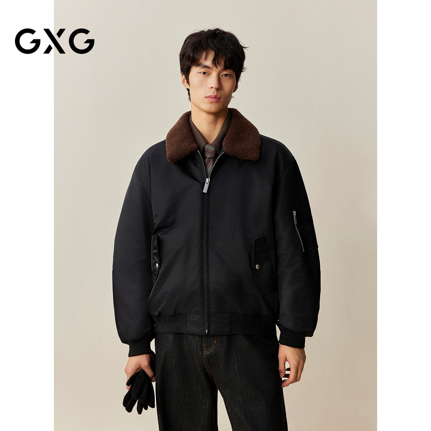 GXG男装 商场同款经典飞行棉服夹克 2025年冬季新品G25X074006