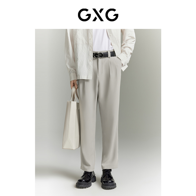 GXG男装 多色质感面料宽松锥形休闲长裤男士 2024年春季新品