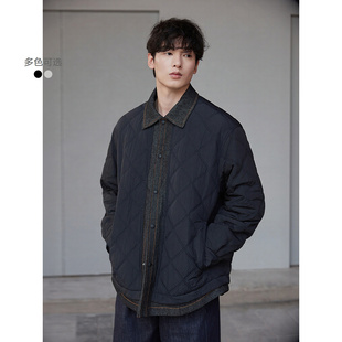 GXG男装  绗缝牛仔拼接假两件设计棉服夹克休闲外套 25年冬季新品