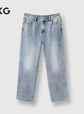 GXG男装复古水洗牛仔裤直筒男士复古裤子25年新款春#G25D051053