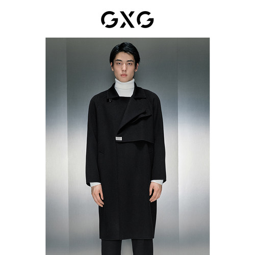 男装黑色长款大衣GXG冬季