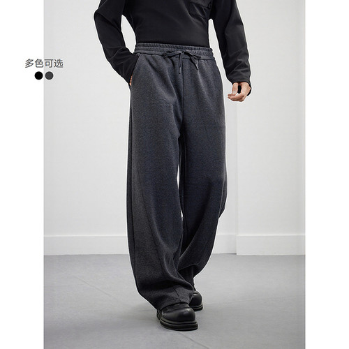 GXG男装 宽松弧形弯刀裤25年冬季新款基础百搭休闲裤#G25D024200