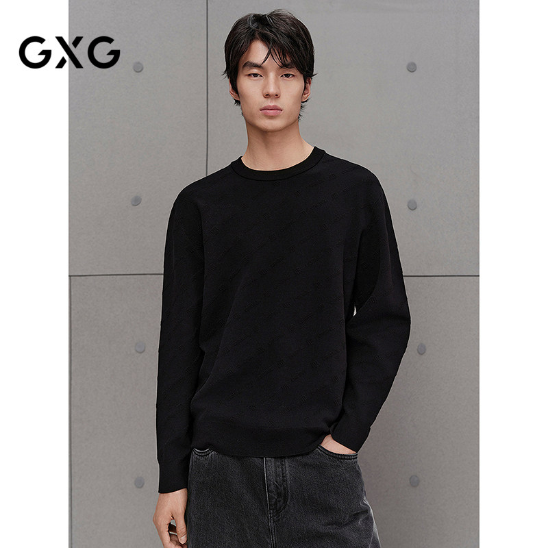 GXG男装 商场同款黑色打底衫简约内搭毛衣25年秋季新品G25X203021