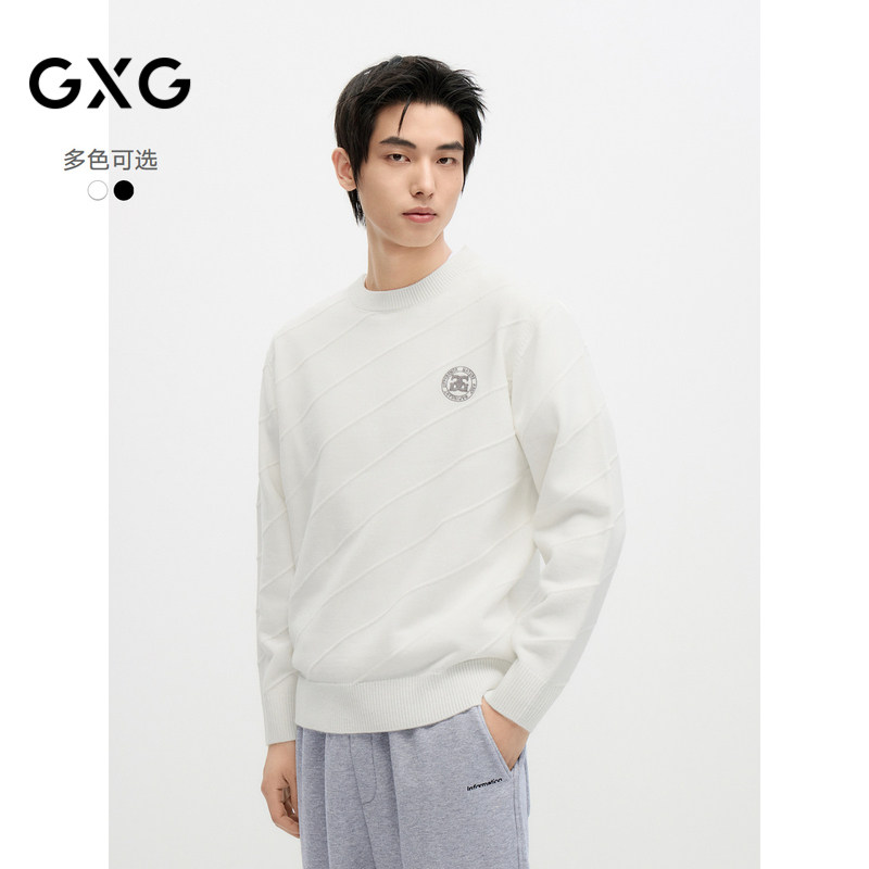 GXG男装 多色简约圆领毛衣男士针织衫2024年冬季款#G24D204026,男装,针织衫/毛衣,淘宝优惠券,粉丝福利购,淘宝优惠卷