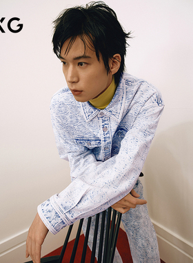 GXG男装 腰果花元素简约时尚牛仔衬衫外套 25春季新品G25XE91005