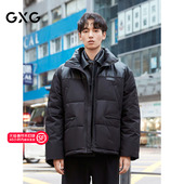 GXG男装 pu皮拼接立领棉服男潮流通勤加厚棉衣保暖外套 24冬品