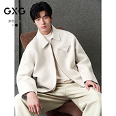 新品 GXG男装 25年冬季 行政羊毛短大衣休闲商务夹克外套 经典