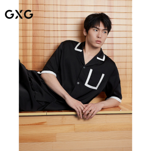 家居服 25年春夏新品 黑白撞色亲肤柔滑短袖 男 睡衣套装 GXG男士