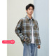 新款 GXG男装 G25D033029 情侣潮慵懒衬衫 外套25年春季 格子长袖 衬衫