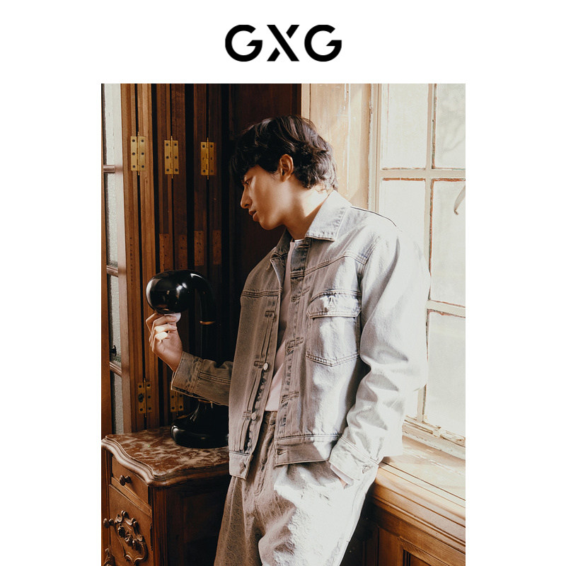 GXG男装 年系列龙纹刺绣牛仔夹克男复古水洗牛仔外套 24春品,男装,夹克,淘宝优惠券,粉丝福利购,淘宝优惠卷