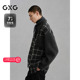 GXG男装 灰格拼接设计通勤短款 大衣24冬品G24X064017