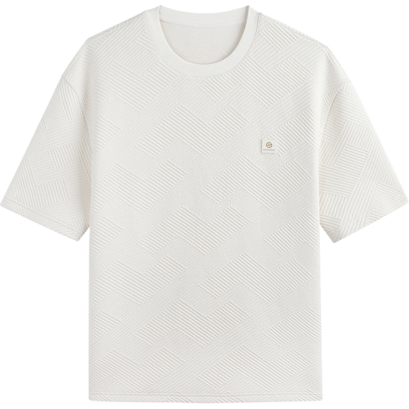 GXG男装 双色肌理面料宽松休闲圆领短袖T恤男士上衣 24年夏季品