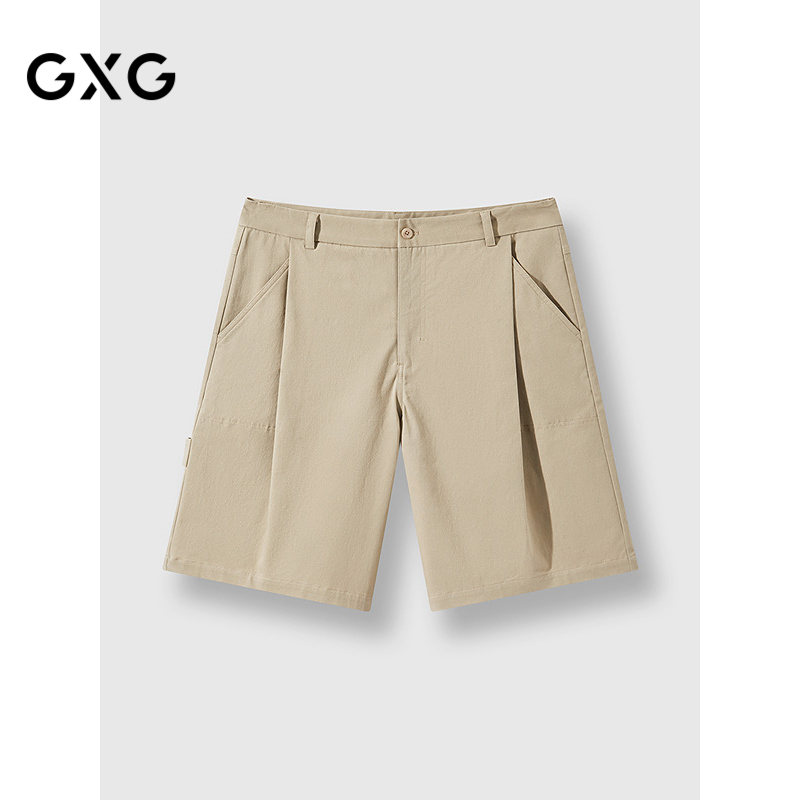 25年夏季新品GXG男装纯色简约工装休闲短裤男士通勤直筒短裤